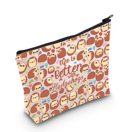 WZMPA Hedgehog Cosmetic Bag Hedgehog Lover Gift Life Is Better With Hedgehogs Makeup Zipper Pouch Bag Hedgehog Owner Gift, better Hedgehogs, Fit