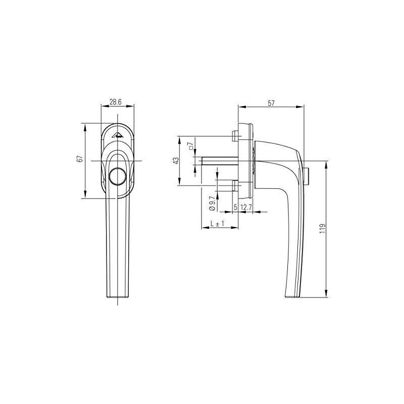 Window Handle Roto Samba Push Button Natural Silver with Screws