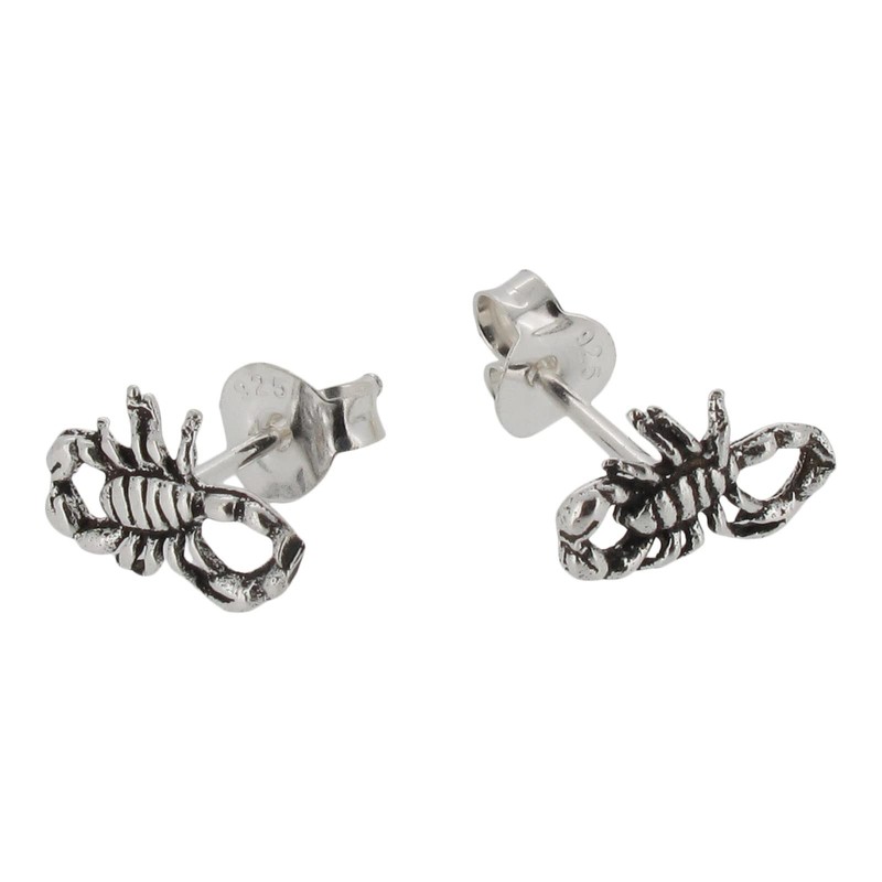 Touch Jewellery 925 Sterling Silver Scorpion Stud Earrings with Oxidized