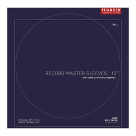 THAKKER Record Master Sleeves - 50 Anti-Static Inner Sleeves | Rice Paper Lining | Premium Protection for 12 Inch Record Records, LPs & Maxis | Collector's Quality Archive Sleeves