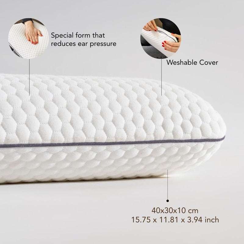 Travel Memory Foam Pillow for Sleeping, Comfortable Camping Pillow, 15.75x11.81x3.94
