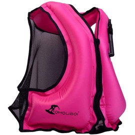VENNERLI Inflatable Jacket Swimming Waistcoat Kayak Fishing Snorkeling Buoyancy Jacket Swimming Jacket Brightly Coloured Vest Suitable for Water Sports Adults Only (Pink)