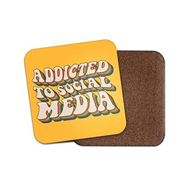 Square Single Coaster - Social Media Phone Addiction Addicted to Addict Men Boys Girls Women Love Fan Drinks Kitchen Home Gift #80122
