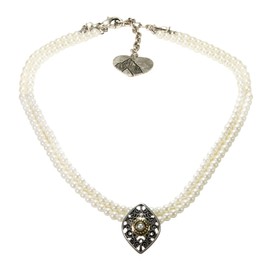 Alpenflüstern Melina DHK326 Women's Costume Jewellery Dirndl Necklace (Cream/White), Zinc, Pearl, pearls