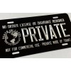 BLVD Engraved PRIVATE No Driver License Insurance Required Car Tag