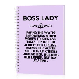 Msticey Boss Lady 160 Blank Pages Purple Hardcover Spiral Notebook, Funny New Business Owner Gifts for Woman, Boss Lady Gifts, New Year Birthday Gifts For Boss Lady, Boss Day Women's Day Gifts