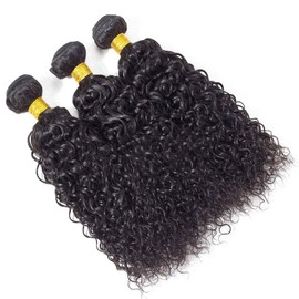 Real Hair Bundles Curly Human Hair Bundles with Closure Kinky Curly Weave Bundles Human Hair Unprocessed Brazilian Human Hair 3 Bundles Human Hair with 4x4 Closure 18 20 22 + 16 Inch Human Hair