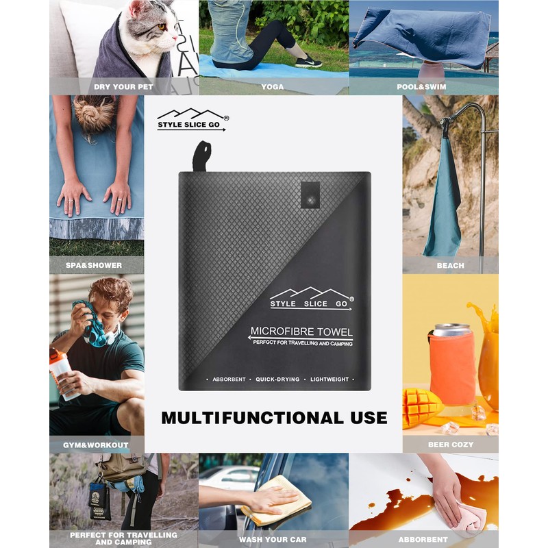 Style Slice Go Microfiber Towel Quick-dry Lightweight Super Absorbent Travel