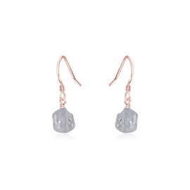 Crystal Quartz Raw Nugget Earrings in 14k Rose Gold Fill