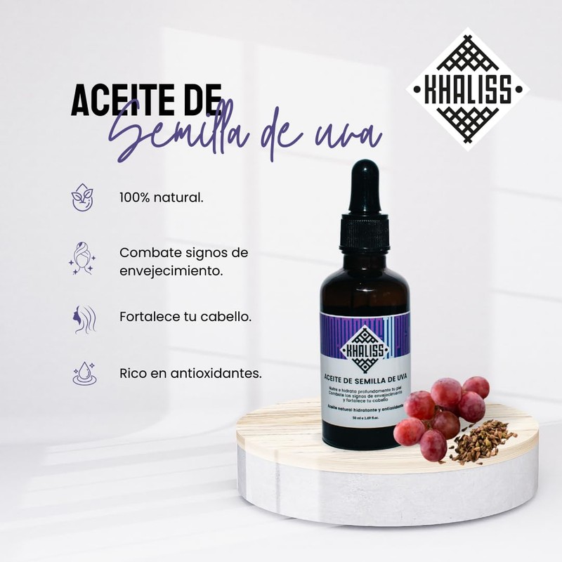 Khaliss Aceite de Semilla de Uva: 100% natural y vegano