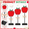 SmoothNovelty 3 Pcs Back to School Wooden Decor Apple Tiered