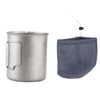 Outdoor Drinking Cup with Foldable Handle Titanium Mug with Lid