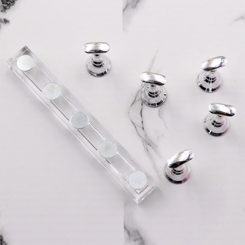 HUATEEN Nail Stuff,2 Pack Silver Magnetic Nail Stand Display with