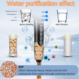 Duschkopf mit Filter REETEE Duschbrause mit Schlauch 4 Strahlarten Hochdruck Handbrause,Sparduschkopf mit Antikalk-Funktion, Duschkopf Wassersparend für Hartes Wasser/Bakterien/Rest-Chlor (schwarz)