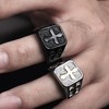 REchoLI Cross Ring for Man,Stainless Steel Black Cross Ring Bold