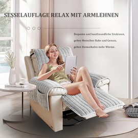 CFPLeHiYS Armchair Protector, Relaxing Chair Throw with Armrest, Chair Cushion, Non-Slip TV Chair, Protective Cover, Sofa Armrest Covers, Armrest Covers, Armchair Covers for Pets, Dogs (Grey, 2 Seats