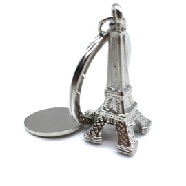 Traodin Silver Eiffel Tower key chain favor from Paris, French souvenirs key rings, Silver, Small