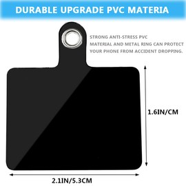 12 Pack Phone Tether Tab, Cellphone Lanyard Tab with Metal Ring, Universal Replacement Attachment PVC Cell Phone Patches Sticker Pad for All Full Phone iPhone Smartphone Cases, Black
