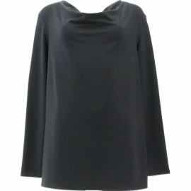 Rhonda Shear Women's Cowl Neck Lace Top, CHARCOAL, 1X