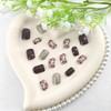 Fall Press on Nails Square False Nails Short Dark Brown