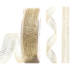 s.dekoda Ribbon 25 m x 25 mm Gold Grid Ribbon Raschel Ribbon Decorative Ribbon [D4203]