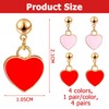 2 Pairs of Red Heart Earrings, Hanging Earrings, Heart Red,