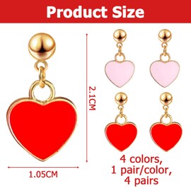 2 Pairs of Red Heart Earrings, Hanging Earrings, Heart Red, Valentine's Day Heart Earrings for Various Everyday Wear, Resin