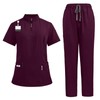 Meichoon Women's Medical Care Uniform Stand-up Zipper Top with Four