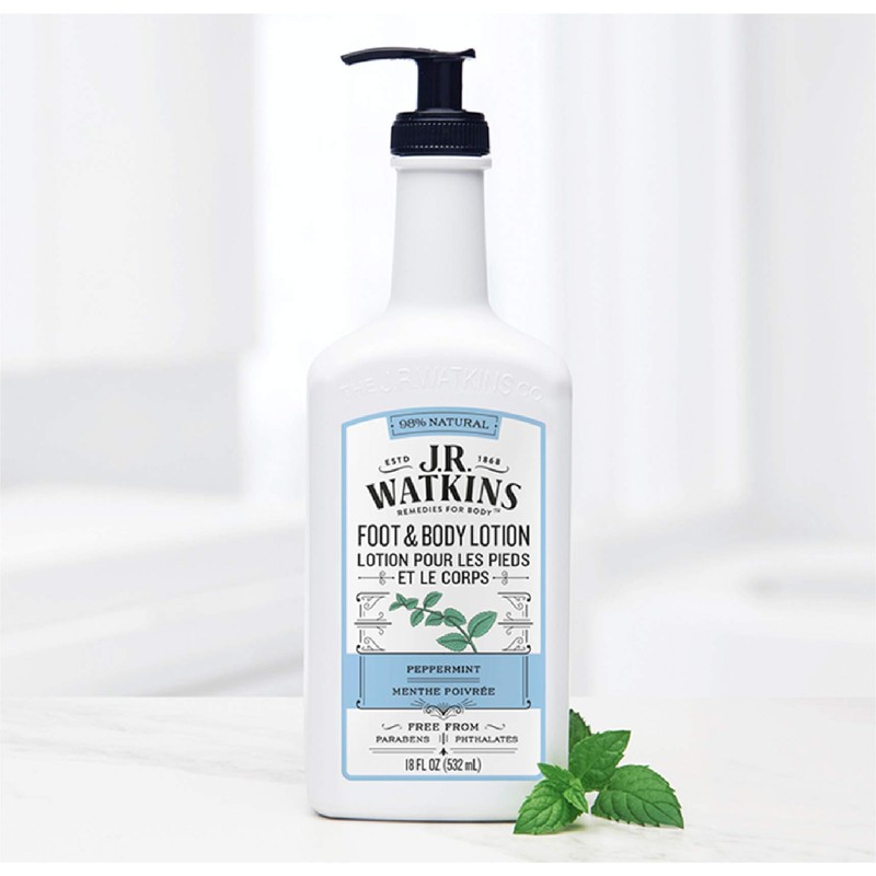 J R Watkins Foot & Body Lotion, Peppermint, 18 fl