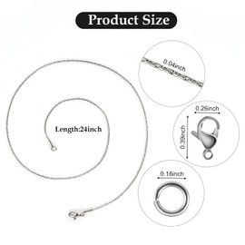 UMAOKANG 12 Pack Thin Chain Necklace for Jewelry Making, Silver Stainless Steel Flexible Snake Chains Bulk DIY Jewelry Supplies (24 Inches)