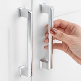 ASKANO 5 Inch Hole Centers, Polished Chrome Stepped Kitchen Cabinet Pull Handle ZP2206 | Pack of 10, Solid Hardware for Drawer, Dresser, Bathroom, Vanity, Furniture Door, Cupboard, Bedroom, 5"