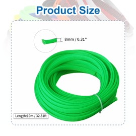 Heyiarbeit 10m/32.8ft PET Expandable Braid Cable Sleeving Flexible Wire Mesh Sleeve Fluorescent Green 8mm