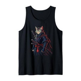 Samurai Cat Warrior Ninja With Dual Katanas Tank Top