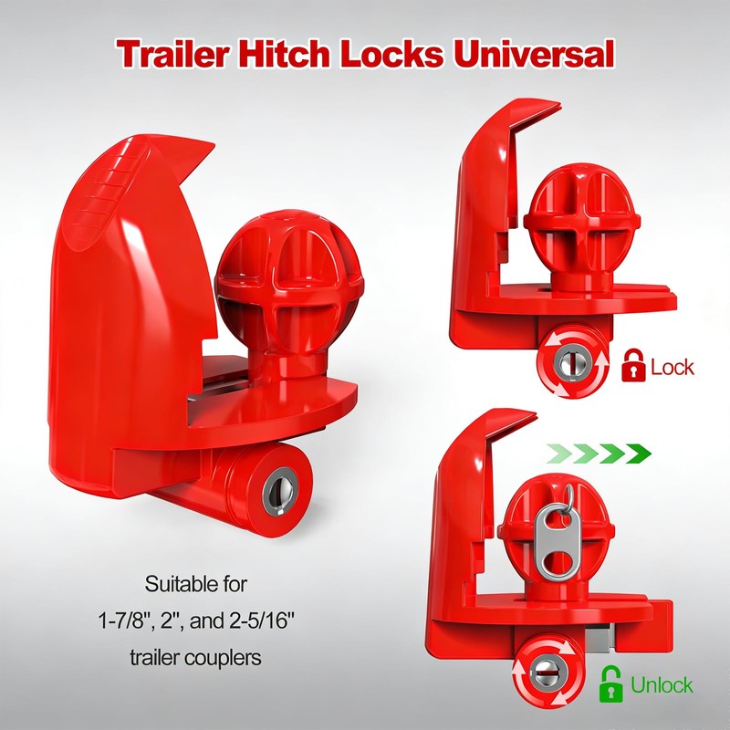Glieskir Adjustable Trailer Hitch Lock for RV & Boat Trailers,