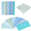 7 Pieces Blue Floral Fabric Bundles for Sewing,25cm Square Cotton