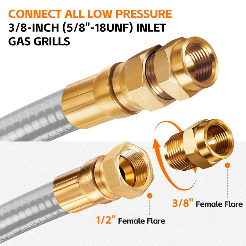 Teupoa 6 FT 1/2" ID Natural Gas Grill Hose with