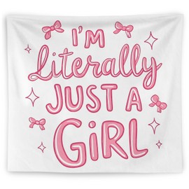 WNAGT Coquette Pink Bow Tapestry, I'm Literally Just a Girl Pink Girly Tapestry Wall Hanging, Preppy Aesthetic Wall Blanket Decor for Girls Bedroom Room College Dorm Apartment, 50x60 Inch