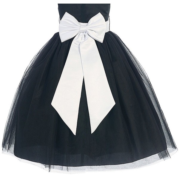Satin Preformed Bow Adjustable Sash Belt White M/Girls 2-6