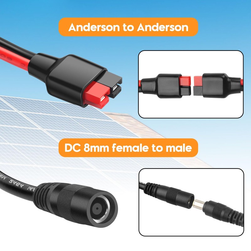 PAEKQ Anderson to DC 8mm Female Adapter Cable 1 to