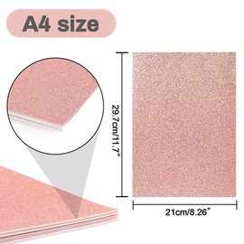 Rose Gold Glitter Cardstock Paper - Sukh Glitter Cardstock Craft Paper A4 Thick Colored Crafts Christmas Valentines Gift Box Wrapping DIY Wedding Birthday Party Sparkle Decor Scrapbook 250GSM 10pcs