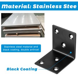 30 Pcs Black Metal Corner Braces, 2 in/ 50 mm L Brackets for Wood, 90 Degree Heavy Duty Wide Corner Black Metal Corner Bracket for Wood Furniture Bed Chair (Screws Not Included)