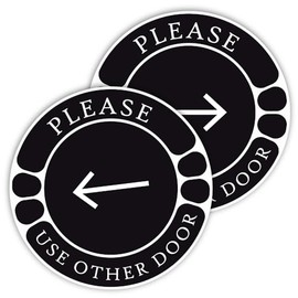 TRUSTY Round Left or Right Arrow PLEASE USE OTHER DOOR Signs for Businesses Stores Bars Restaurants Shops (5")