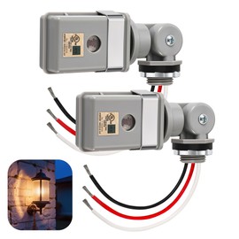 2 Pack Photocell Sensor for Outdoor Light, 120VAC 50/60 Hz IP54 Waterproof Photoelectric Switch, Automatic Dusk to Dawn Sensor for Yard, Garden, Driveway Lighting