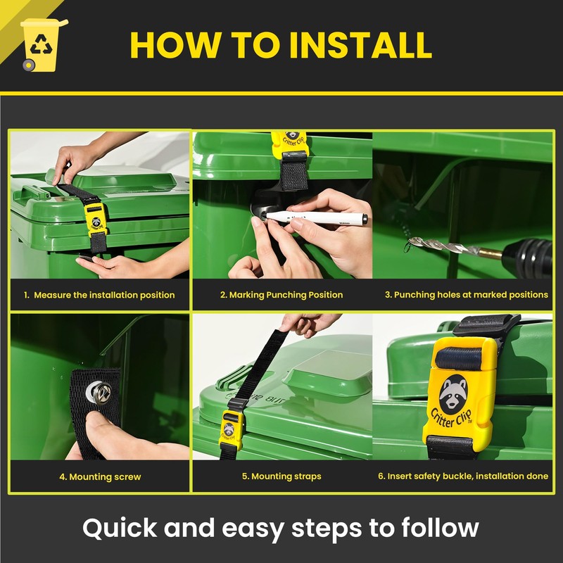 Critter Clips The Original Trash Can Locks for Animals, Easy