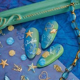 IDDFEVE 5 Sheets 5D Embossed Seashell Starfish Nail Art Stickers, Self-Adhesive Marine Life Nail Decals, Summer Ocean Design DIY Decorations