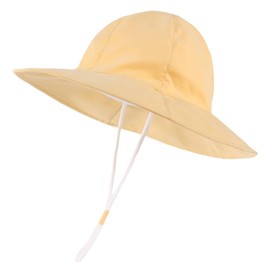 Connectyle Adjustable Bucket Hat for Toddler Boy Girl UPF 50+ Outdoor Sun Hat Floppy Wide Brim Summer Beach Hat Yellow L