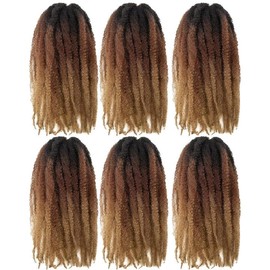 Toyotress Marley Twist Braiding Hair - 22 Inch Ombre Brown Blonde Long Marley Hair For Faux Locs, Afro Kinky Curly Marley Twist Crochet Hair Synthetic Crochet Braids (22 Inch, OT30/27-6P)