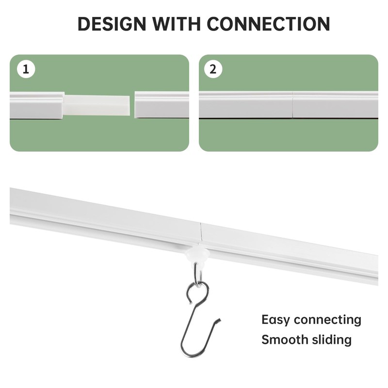 KXLife Self Adhesive Ceiling & Wall Curtain Track 16 FT,