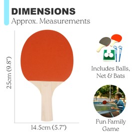 Table Tennis Set - Ping Pong Set with 2 Bats, 3 Balls, Net, 2 Net Clips, For Indoor and Outdoor Use, Portable Travel Pingpong