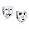 Two Face Tragedy Theater Mask Charm 925 Sterling Silver Bead